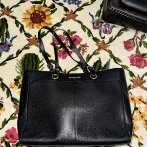 Michael Kors Black Leather Tote Laptop Bag